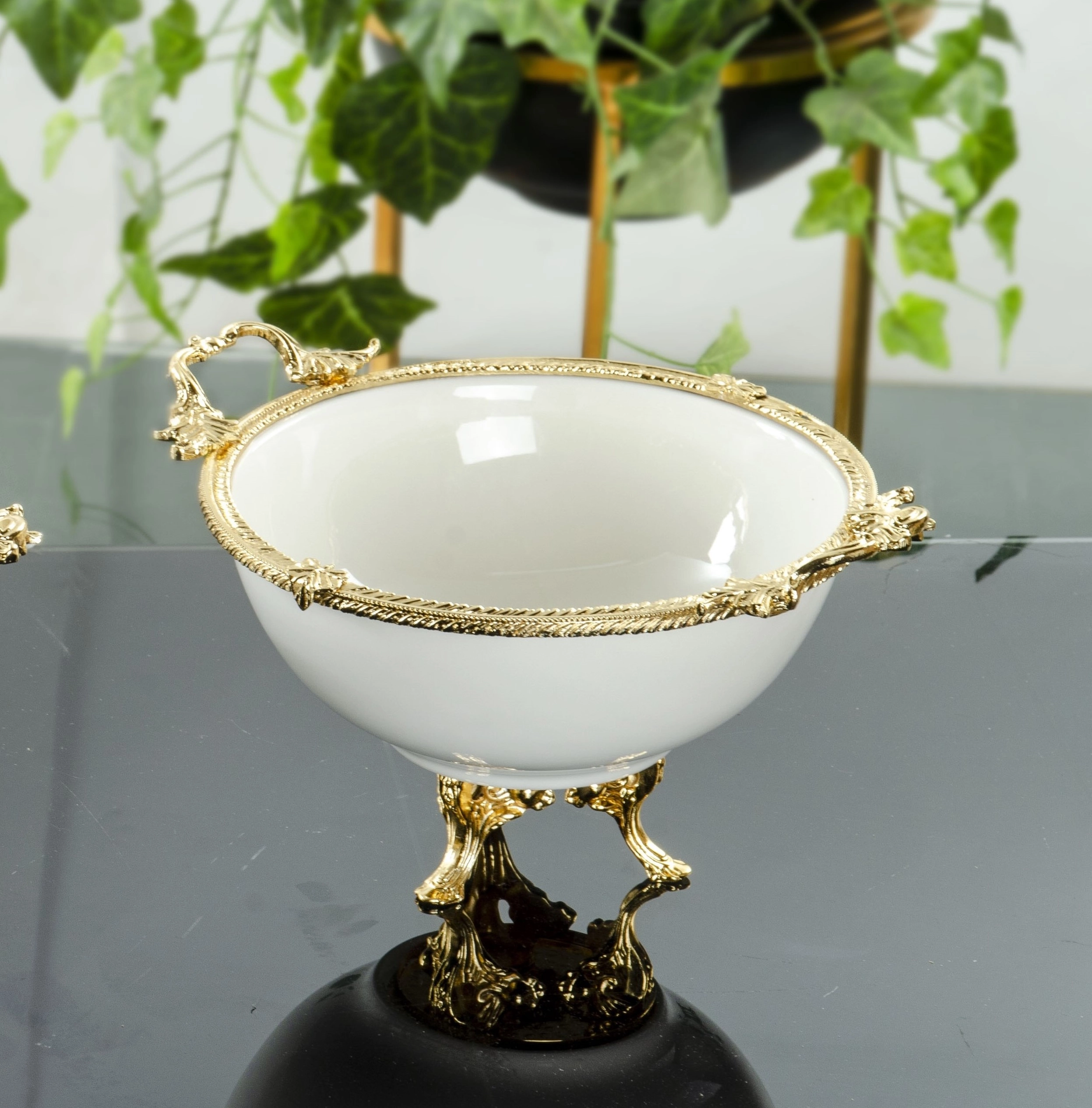 PORSELEN SERVİS KASESİ 21 CM ALTIN