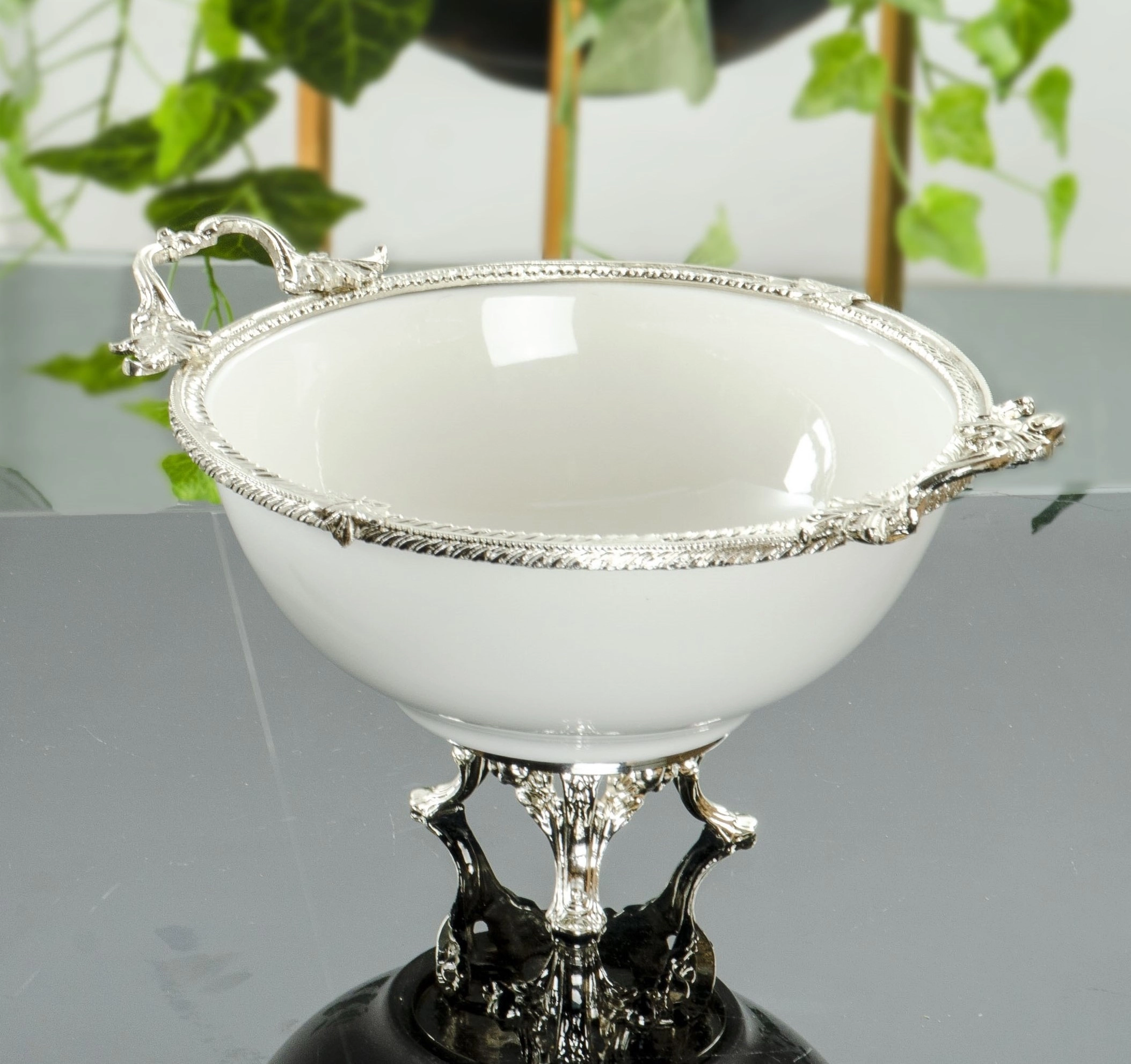 PORSELEN SERVİS KASESİ 21 CM GÜMÜŞ