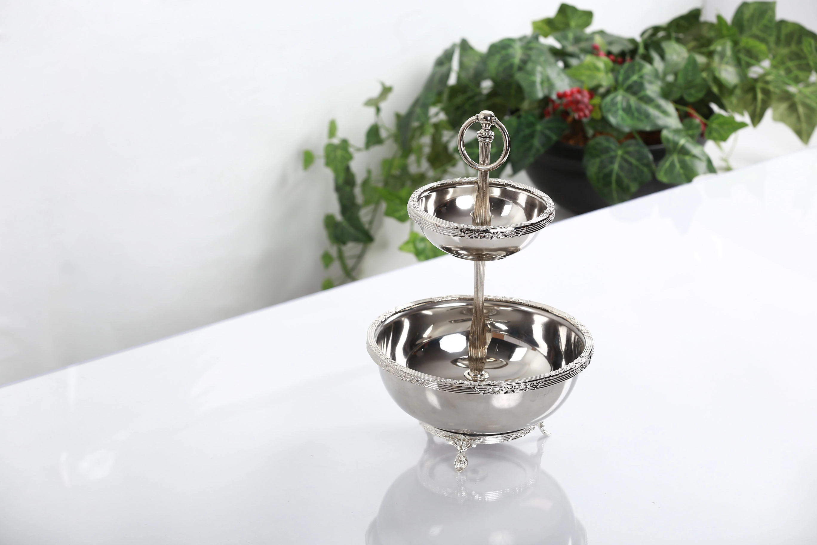 METAL 14/21 CM 2 KATLI SUNUMLUK KASE GÜMÜŞ