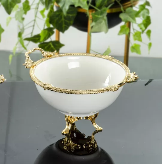 PORSELEN SERVİS KASESİ 21 CM ALTIN