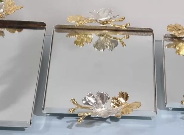 KELEBEK ORTA KAHVE TEPSİSİ 32X22 CM GÜMÜŞ