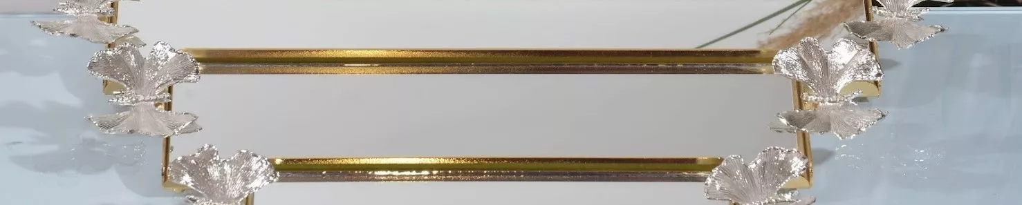 KELEBEK DİKDÖRTGEN TEPSİ KÜÇÜK 47X10.5 ALTIN