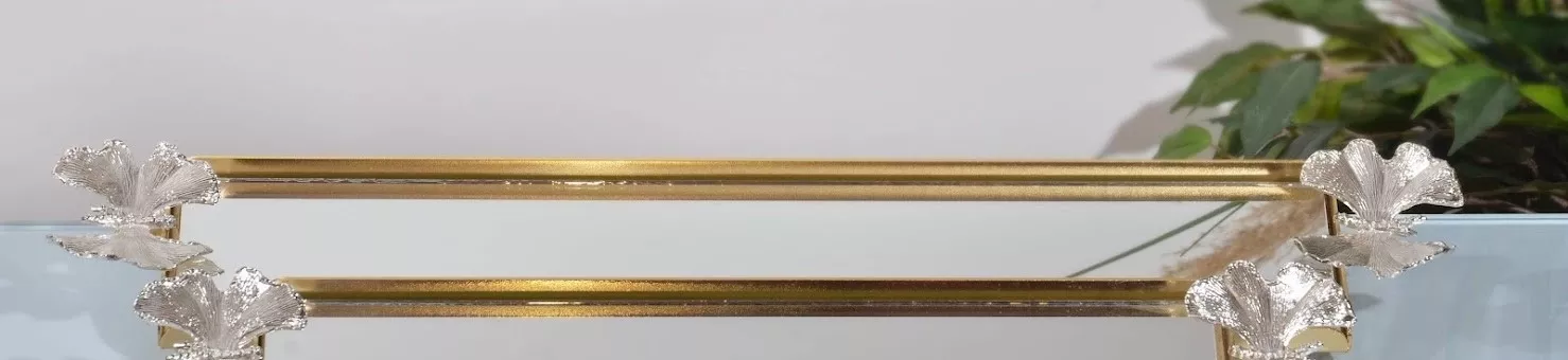KELEBEK DİKDÖRTGEN TEPSİ KÜÇÜK 57X10.5 ALTIN