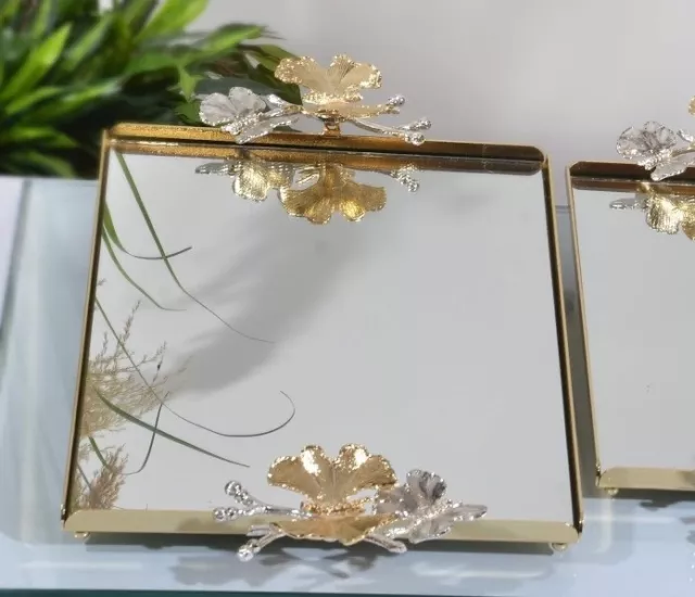 KELEBEK BÜYÜK KAHVE TEPSİSİ 40X26 CM ALTIN