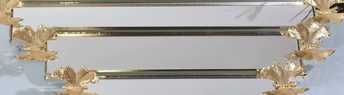 KELEBEK DİKDÖRTGEN ORTA TEPSİ 47X10.5 CM GÜMÜŞ