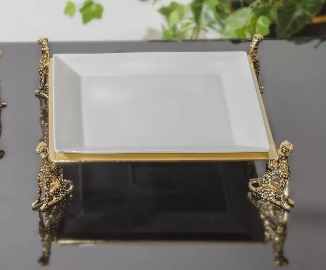 ÇİTA PORSELEN KARE SERVİS 30X30 CM ALTIN