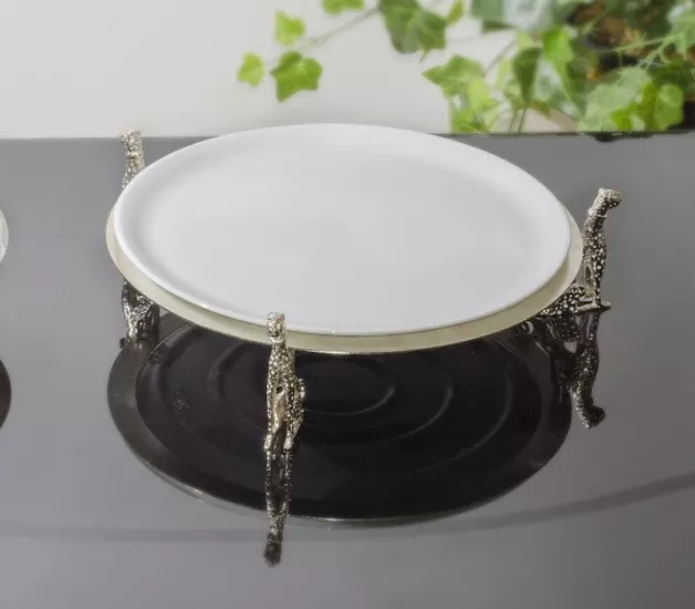 ÇİTA PORSELEN YUVARLAK SERVİS 32 CM GÜMÜŞ