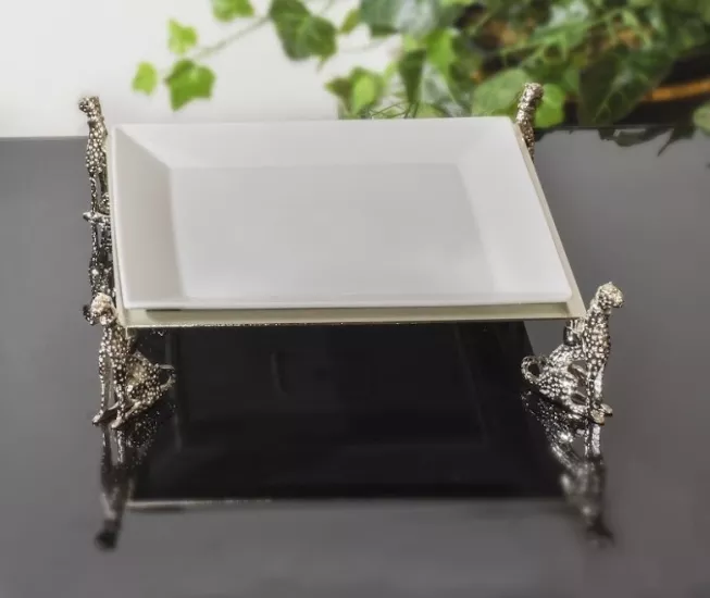 ÇİTA PORSELEN KARE SERVİS 30X30 CM GÜMÜŞ