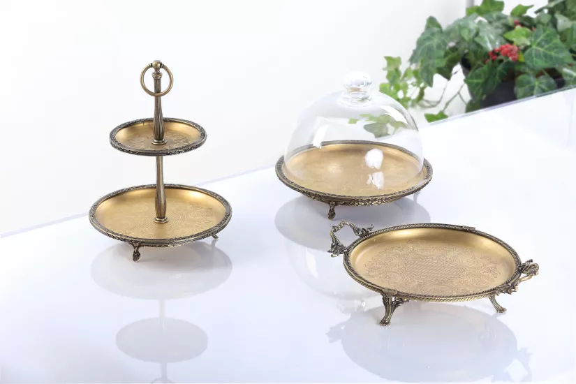 METAL 3 PARÇA SUNUM SETİ ANTİK