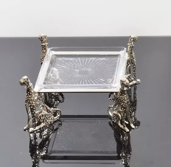 ÇİTA KARE CAM SERVİS 18X18 CM GÜMÜŞ
