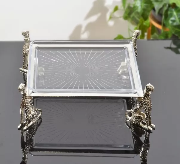 ÇİTA KARE CAM SERVİS 25X25 CM GÜMÜŞ