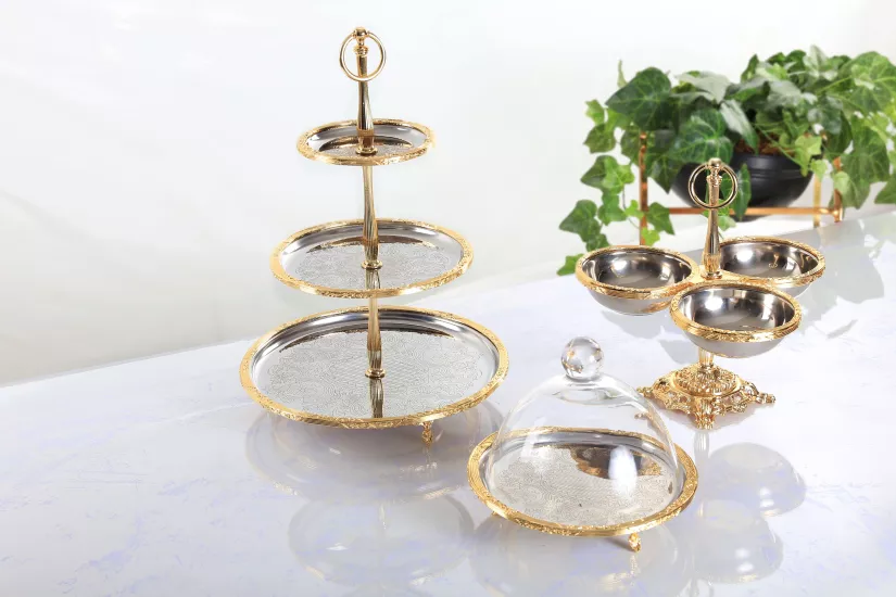METAL 3 PARÇA SUNUM SETİ ALTIN
