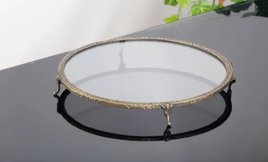 CAM TEPSİ 30 CM ANTİK