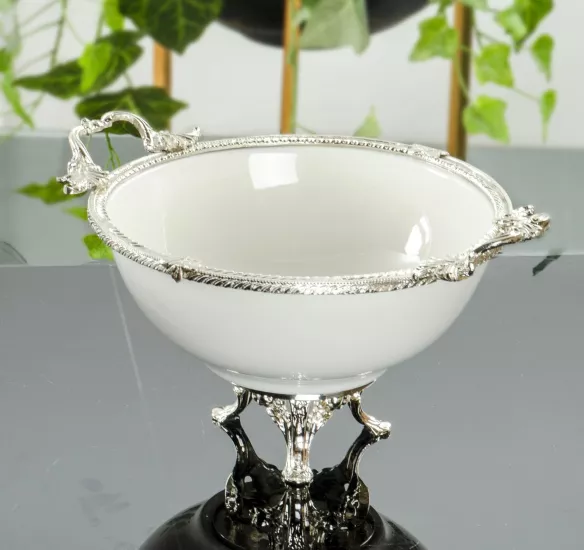 PORSELEN SERVİS KASESİ 21 CM GÜMÜŞ
