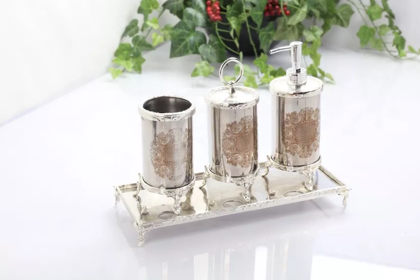 ÇELİK 4 PARÇA BANYO SETİ GÜMÜŞ