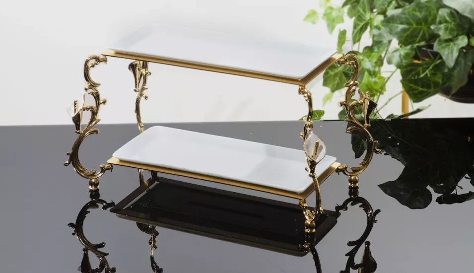 GALA 2 KATLI PORSELEN SERVİS 34X14 CM MİNE