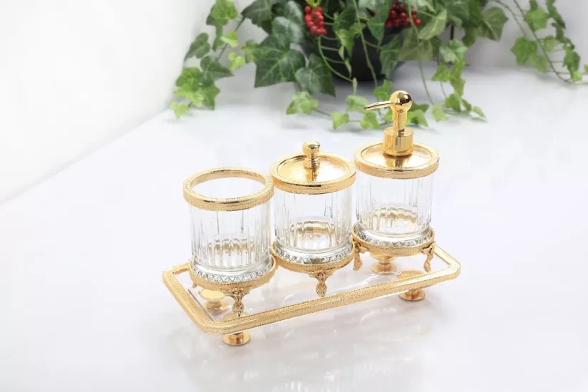 KRİSTAL 4 PARÇA BANYO SETİ ALTIN