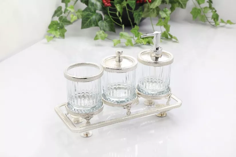 KRİSTAL 4 PARÇA BANYO SETİ GÜMÜŞ