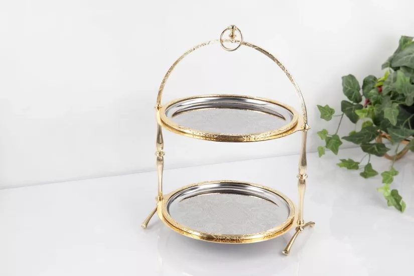 METAL 2 KATLI 30/30 CM SUNUM TABAĞI ALTIN