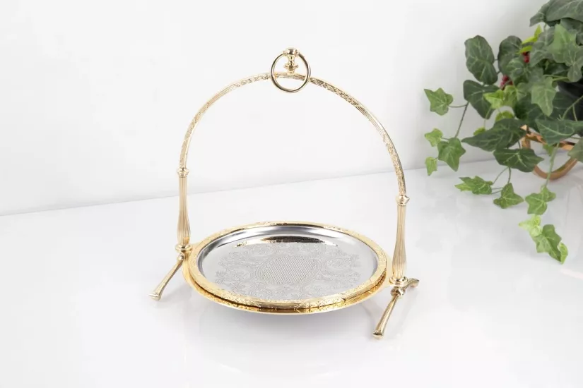 METAL 25 CM SUNUM TABAĞI ALTIN