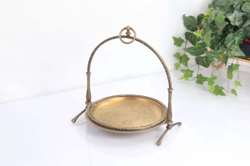 METAL 25 CM SUNUM TABAĞI ANTİK