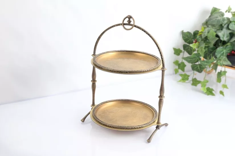 METAL 2 KATLI 25/25 CM SUNUM TABAĞI ANTİK