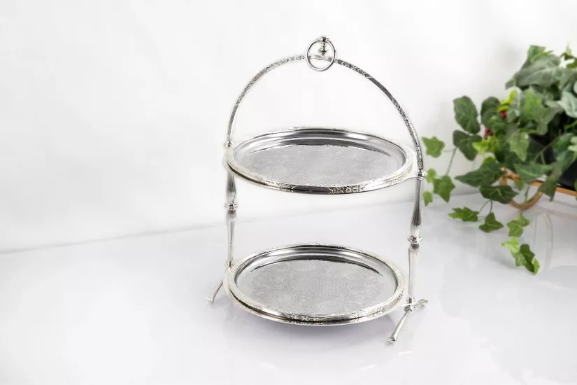 METAL 2 KATLI 30/30 CM SUNUM TABAĞI GÜMÜŞ