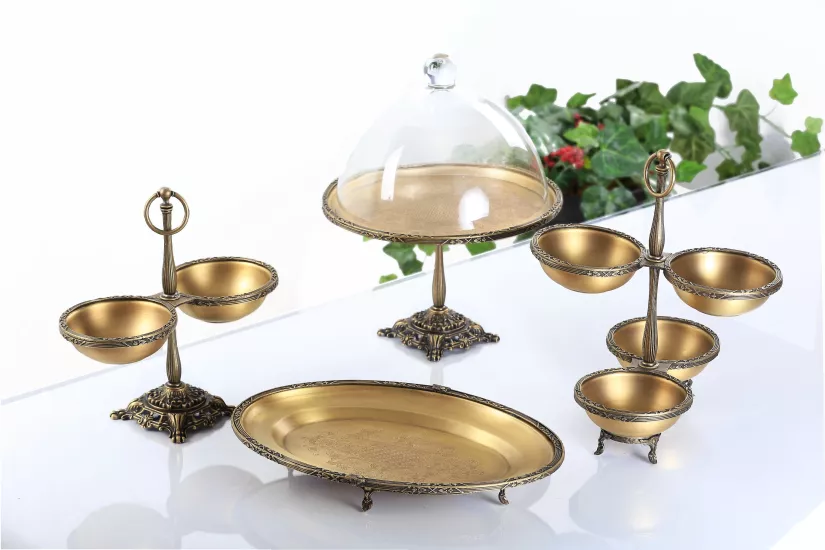 METAL 4 PARÇA SUNUM SETİ ANTİK