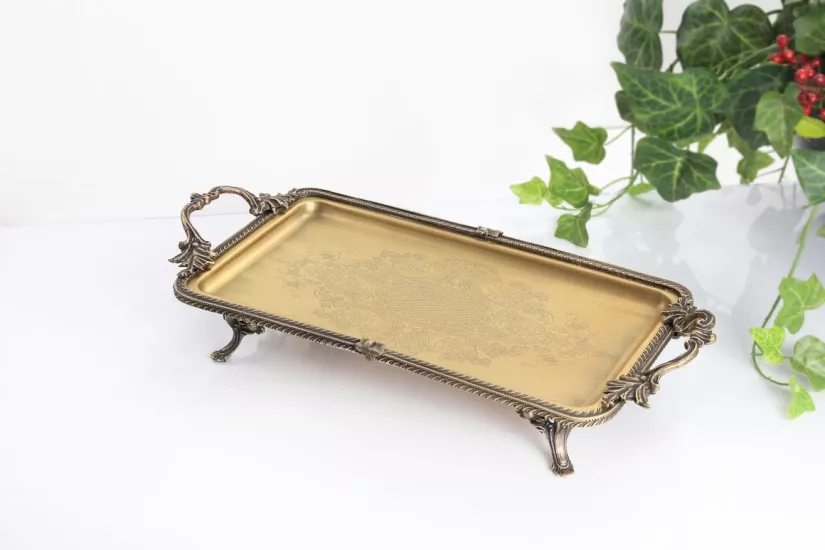 METAL 35X19 CM SUNUM TEPSİ ANTİK