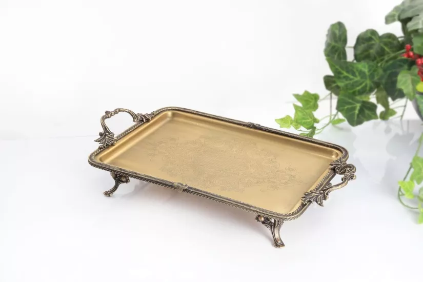 METAL 35X24 CM SUNUM TEPSİ ANTİK