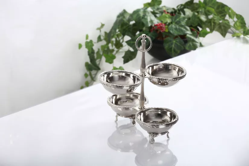 METAL KATLI 4’LÜ ÇEREZLİK GÜMÜŞ