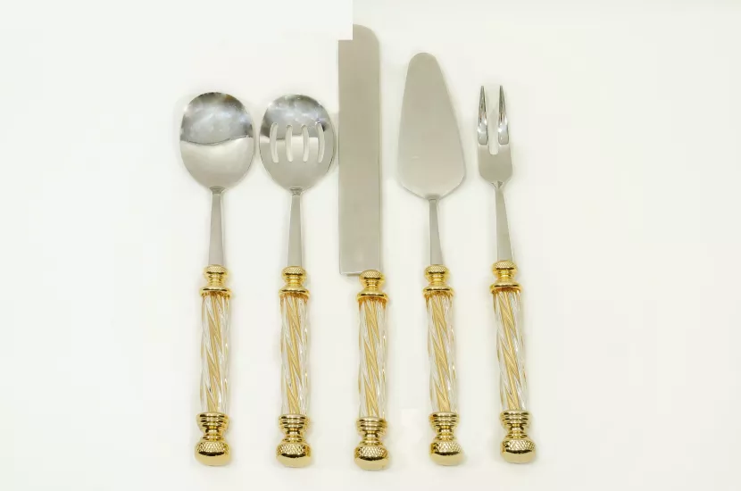 KRİSTAL 5 PARÇA SERVİS SETİ ALTIN