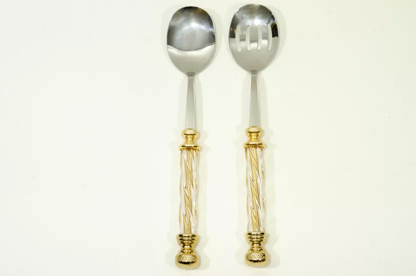 KRİSTAL 2 PARÇA SALATA SERVİS SETİ ALTIN