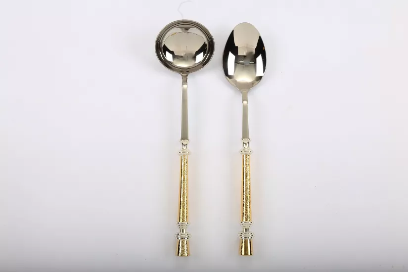 LEYDİ 2 PARÇA PİLAV KAŞIK ÇORBA KEPCESİ ALTIN